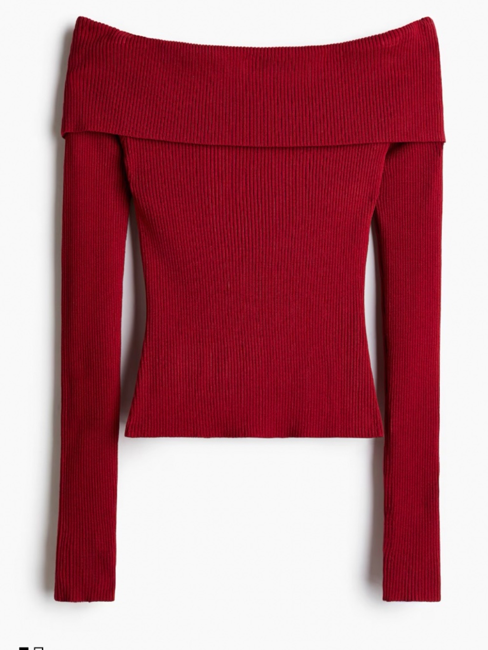 H&m ribbed dark red off shoulder knit top
